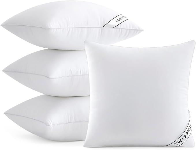 MIULEE 16x16 Pillows Inserts Pack of 4, Down Alternative Virgin Filling | Decorative Pillow Insert, Comfy Support Throw Pillows for Sofa Couch Bed
