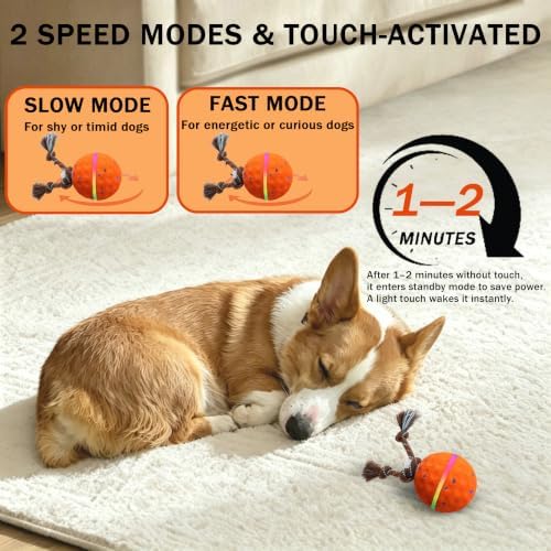 Interactive Dog Toy, 3 Modes Automatic Rolling Ball