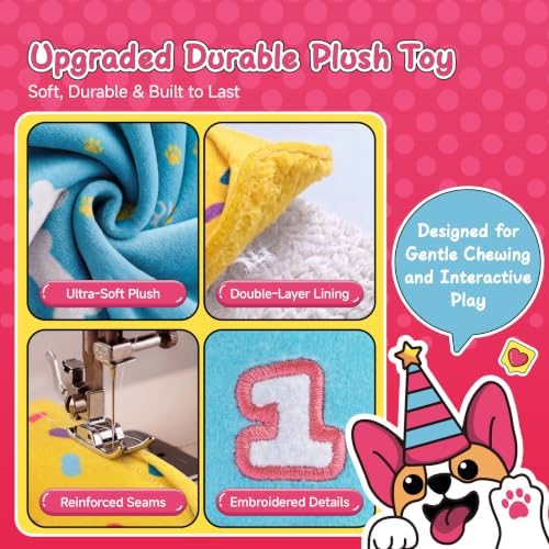 Dog Birthday Cake Toy Decorations, Larger Squeaky Plush Dog Cake Toys