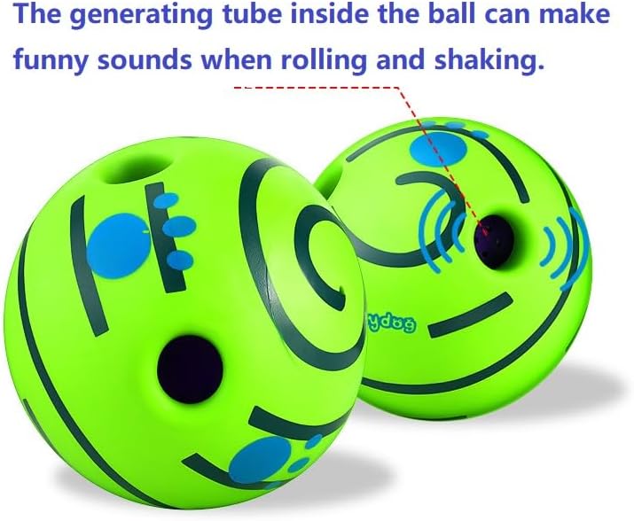 Wobble Giggle Ball for Dogs Durable Interactive Dog Toys for Small Medium Large Dogs (White (Glow in the Dark) + Green, XXL/5.51 inch)