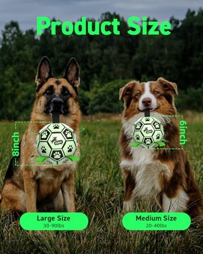 QDAN Premium Dog Ball, Glow in The Dark Dog Toys, Light Up Soccer Ball for Dogs, Outdoor Dog Toys, Doggy Water Toy, Puppy Birthday Gifts for Small Medium (6 Inch)
