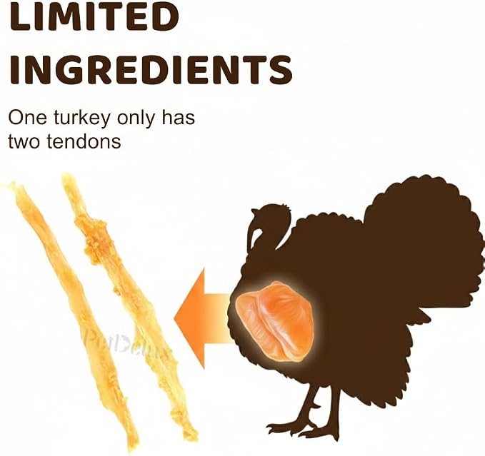iPaw Turkey Tendon for Dogs Value Pack, SQF-Certified Production Process | Strips (3 Packs), Single Protein, Hypoallergenic, Grain free, Rawhide Alternative Dog Treats, US-Sourced Turkey