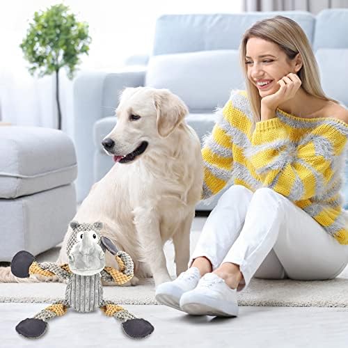 Squeaky Dog Toys for Boredom and Stimulating for Aggressive Chewer Stuffed Interactive Dog Toys for Large Dogs Puppy Toys for Teething Durable Dog Chew Toys