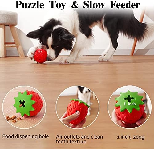 MewaJump Dog Chew Toys for Aggressive Chewers Rubber Squeaky Dog Toy 3 Pack