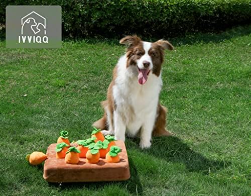 Squeak Carrot Snuffle Mat & Puzzle Toy for Dogs Enrichment with 12 Carrots