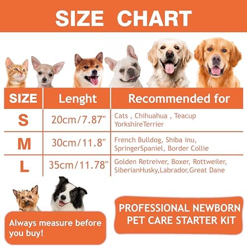 Newborn Puppy Collar Set of 12 with Numbered Tags & Weight Tracker Chart, Soft Adjustable Kitten Collar, Puppy Collars for Litter, Whelping Supplies for Kitten Small Dogs (S/M/L) (S)
