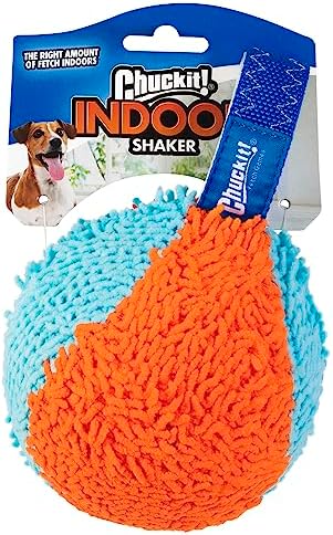 Chuckit! Indoor Fetch Shaker Dog Toy, Orange and Blue, 7.75 inches (Pack of 12)