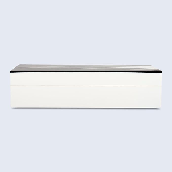 Handicrafts Home Black and White Decorative Storage Box with Lid- Coffee Table Storage Box, Handmade Resin Inlay Wooden Box, Remote Control Holder, Decorative Organizer, Keepsake Box- 10x4.5x2.5