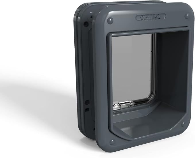 Closer Pets Microchip Activated Cat Flap (360) - For Small to Medium Cats, Accommodates up to 30 Pets, for Single/Multiple glazing, UPVC, walls and Wood, Grey