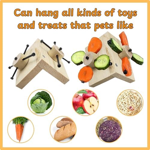 Mouse Rat Enrichment Toys, Rat Foraging Toy, Rat Toys for Pet Rats in Cage, Guinea Pig Treats Feeder, Food Dispenser for Rodents Mouse Syrian Hamster Gerbil Bunny, Puzzle Accessories (S, Wood)
