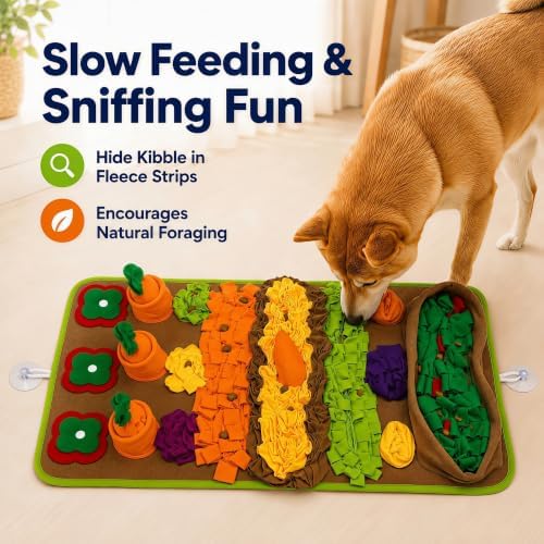 Snuffle Mat for Dogs – Extra Large 32'' x 20'', Washable Slow Feeder Dog Toy, Durable Interactive Dog Puzzle for Mental Stimulation & Nosework Training, with Anti-Slip Suction Cups