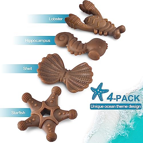 NEZIN Dog Chew Toys for Aggressive Chewers, 4 Pack Indestructible Dog Toys with Tough Nylon, Chew Toy Gift for Dogs of All Breed Sizes