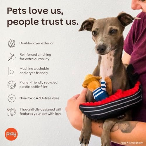 P.L.A.Y. PET LIFESTYLE AND YOU P.L.A.Y. Cute Plush Dog Toys - Totally Touristy Landmark Themed Durable Squeaker Chew Toy, Great for Puppies Dogs - Machine Washable (Venice Gondola, X-Small)