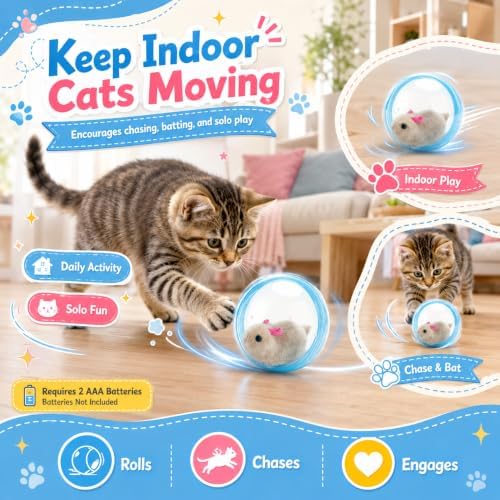 Self-Rolling Interactive Cat Ball with Realistic Animal, 1 Pack