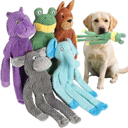 Dog Squeak Toys for Small, Medium, Large Dogs, Durable Chew Toy for Teething and Chewing, Tough Interactive Puppy Toy, 5-Pack, for Dogs