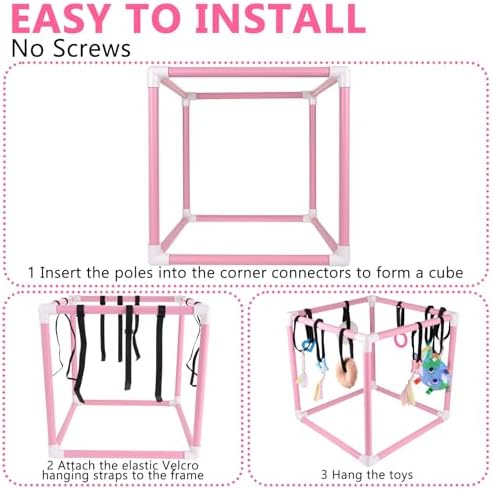 Puppy Play Gym with 10 Hanging Toys for Small Dogs Indoor Jungle Playground PVC Frame with Interactive Funny Enrichment Toys Dogs Activity Center Durable, Lightweight