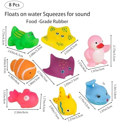 8 Pcs Pool Cat Interactive Squeaky Toy, Rubber Floating Water Toys