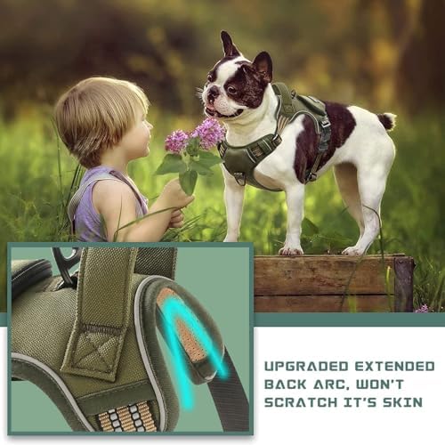 No Pull Dog Harness for Large Dogs, Adjustable No Choke Pet Vest with Dog Leash Fit Smart Reflective Pet Walking Harness for Training Easy Control Soft Handle Green L