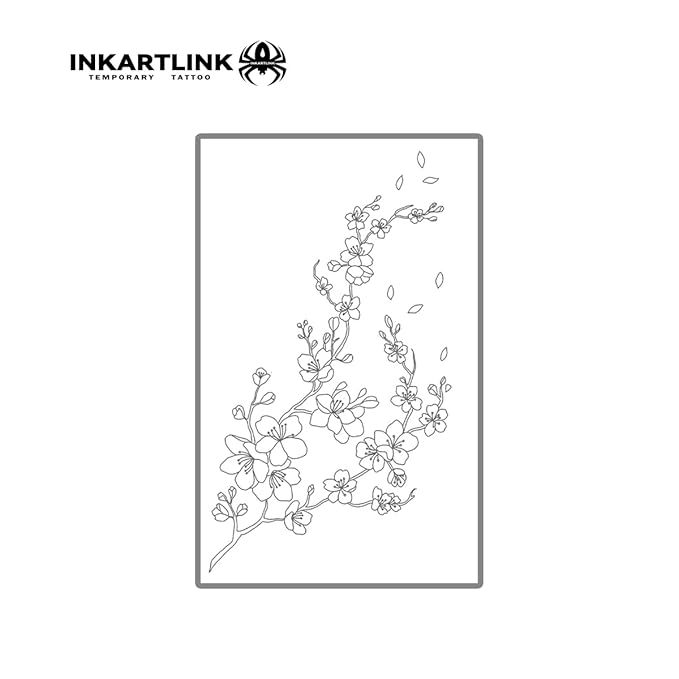 INKARTLINK Semi Permanent Tattoo, Party Tattoo, Beautiful and Realistic Design, Fun Tattoo Experience, Cruelty-free, Non-reflective, Waterproof (Cherry Blossoms)
