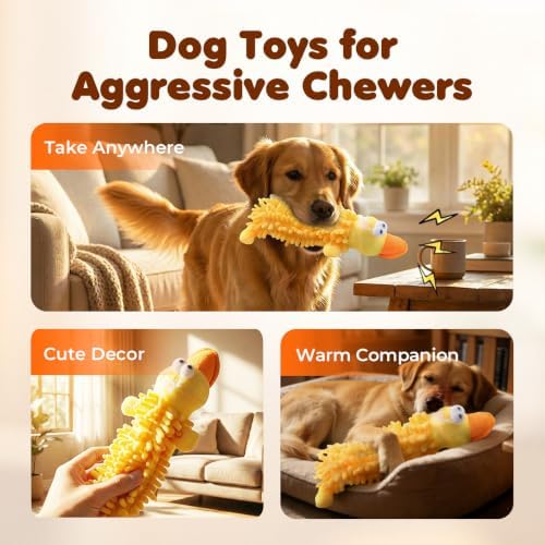 LECDOA Plush Squeaky Dog Toys, Soft Bite Resistant Chew Toys, Dog