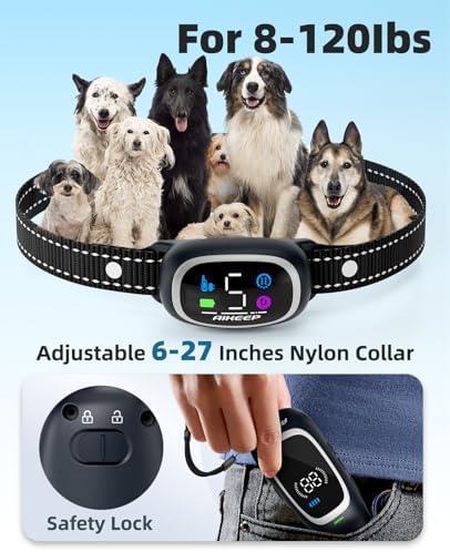 2-in-1 Dog Shock Collar and Bark Collar for Dogs – 3300FT Dog Training Collar with Remote, IP67 Waterproof e Collar with Anti-Bark/Beep/Vibration/Shock Modes for Small Medium Large Dog(8-120Lbs)