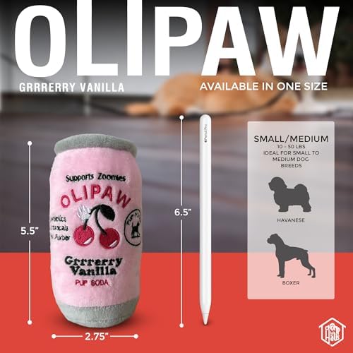 Olipaw Grrrerry Vanilla – Luxurious Parody Plush Dog Toy with Squeaker, Premium Fabric, Embroidered Details, Designer-Inspired Chew Toy, Fun Gift for Small Dogs & Dog Lovers