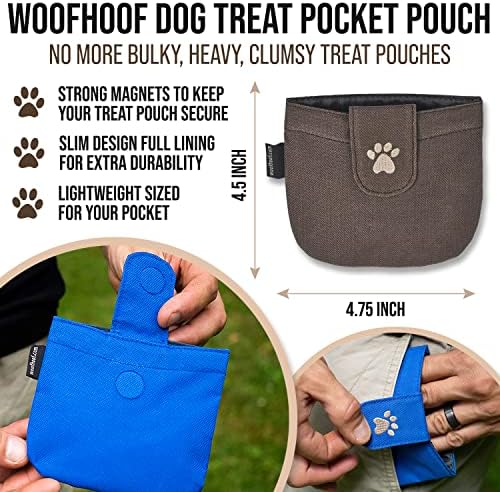 Dog Treat Pouch, Brown Pocket Sized Training Reward Pouch - Lightweight Dog Treat Holder with Magnetic Flap for Stability, Perfect Dog Accessories, Made of Durable Nylon, Machine Washable
