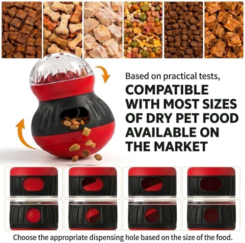 Adjustable Slow Feeder Ball, Chew Resistant Dog Puzzle Toy, Red