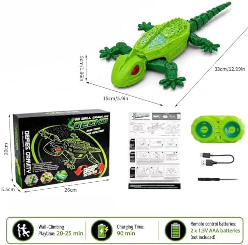 Remote Control Wall Climbing Gecko for Cats, Interactive RC Lizard that Climbs Walls & Ceilings for Indoor Felines, Rechargeable Electric Pet Chaser with Lifelike Crawling Action (Blue-1pcs)