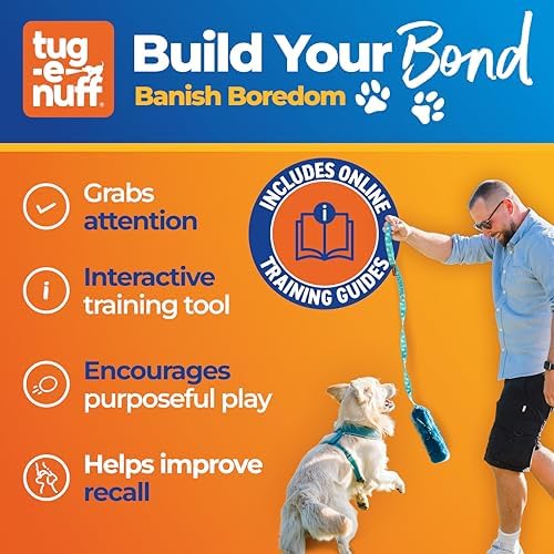 Tug-E-Nuff Faux Fur Squeaky Bungee Chaser (Blue)