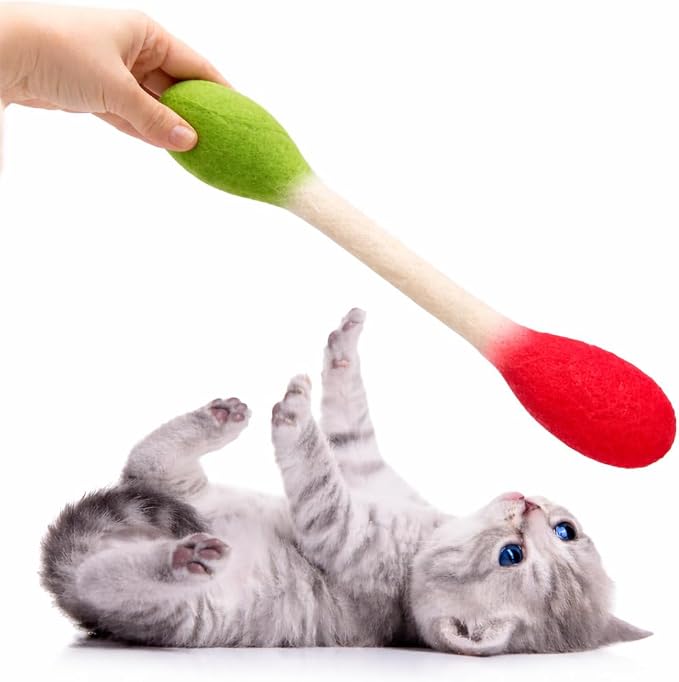 Glaciart One XXL Swabs Cat Toys with Catnip - 2 Pk | Durable for Chew, Cute Cat Toys Interactive Kitty for Boredom, Exercise, & Play | Filled w/Organic Catnip for Anxiety & as Digestive Aid