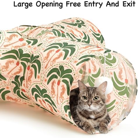 Tempcore Cat Tunnel, 3-Way Collapsible Toy for Indoor Cats, Coconut