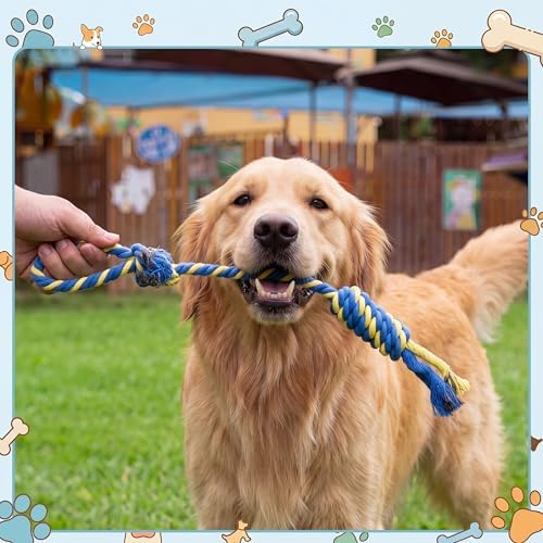 Leitee 50 Pcs Rope Dog Toys Bulk Cotton Puppy Chew Tug Knot Teething Toys