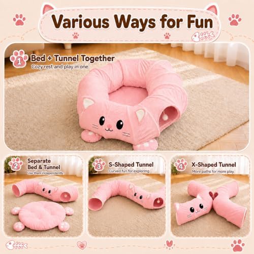 Cat Tunnel Bed with 21 Interactive Toys