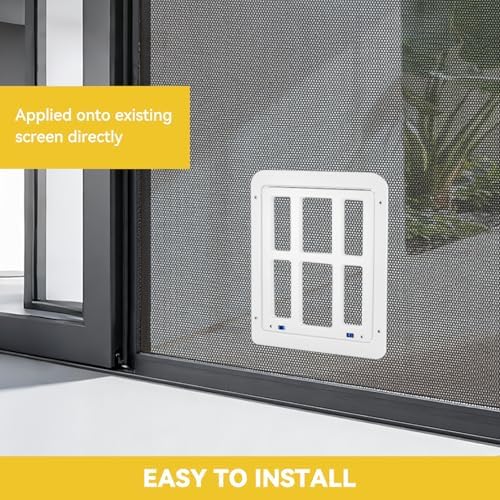 Enjoying Dog Screen Door for Sliding Screen Door, Flap Opening 11.2" x 14.4", Screen Door with Magnetic Doggie Door Built-in, Large Doggy Door for Screen Window Thin Metal Door, Lockable, White