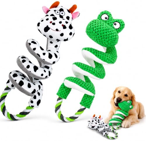 2 Pack Squeaky Dog Toys with Pull Rope Plush Tug Toys for Dogs, Colorful*C