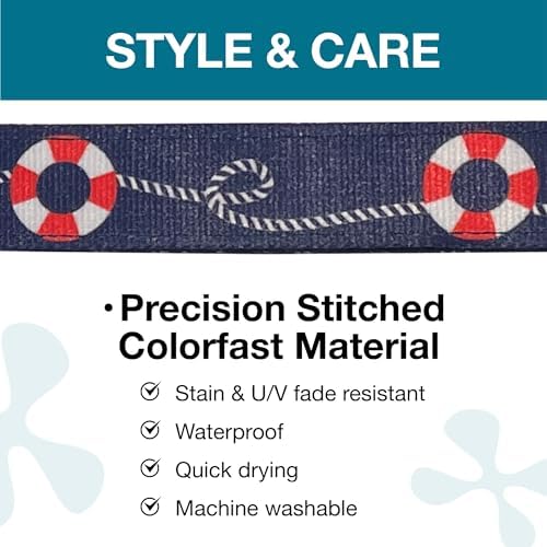 Max & Molly Urban Pets Smart ID Dog Collar - Soft Neoprene, Waterproof, Machine Washable, Power Buckle, Gotcha! QR Tag & Custom App Profile, Sailor L
