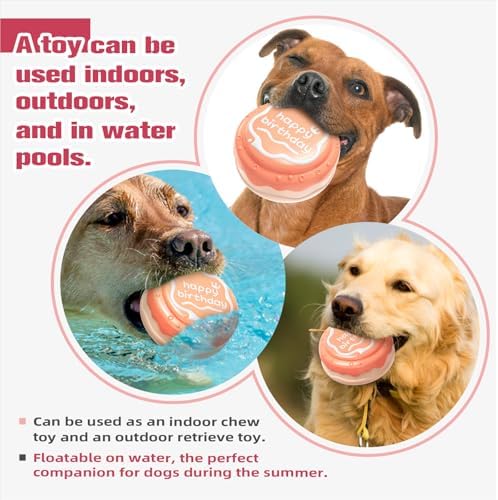 TLKNG Large Size Cake Squeaky Dog Toy for Medium/Large Dogs Breed Aggressive Chewers Durable Bouncy Pink Squeak Toys