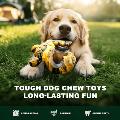 Dog Chew Toys for Aggressive Chewers – Tough Indestructible Dog Toy for Large Dogs, Durable Long-Lasting Chew Bones, Heavy Duty Interactive Dog Toys to Keep Dogs Busy & Relieve Boredom