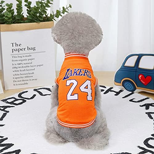 Dog Clothes Basketball Mesh Breathable T-Shirt,Pet Clothes Puppy Sportswear Spring/Summer Fashion Dog Shirt. (Orange, X-Large)
