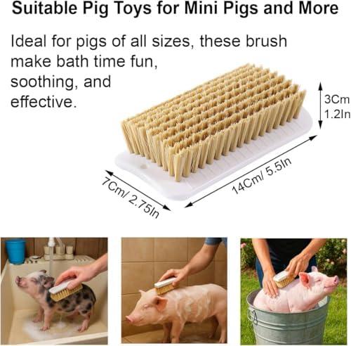 2Pcs Pet Enrichment Toy, 2-in-1 Self-Grooming and Scratch Brush for Mini Pigs, Cats & Dogs – Encourages Natural Behavior, Reduces Stress, Easy Install for Pens, Crate or Yard