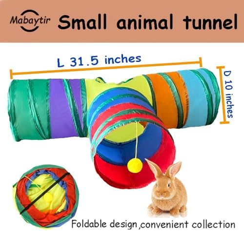 3-Way Collapsible Cat Tunnel Tube Toy Rainbow T-Shape