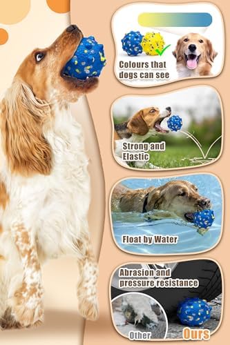 Moonorange 1.96'' Dog Balls for Dogs Aggressive Chewers Indestructible Tennis Durable Bouncy Interactive Dog Toy Balls for Fetch Game Floating Training(Blue Small)