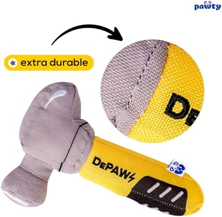 PAWTY Hammer Dog Toy - Interactive Plush Squeaky Hammer Toy with Squeaker - Funny Parody Tool Kit Enrichment Toy for Small Medium Dogs - Gift for Pup Birthday