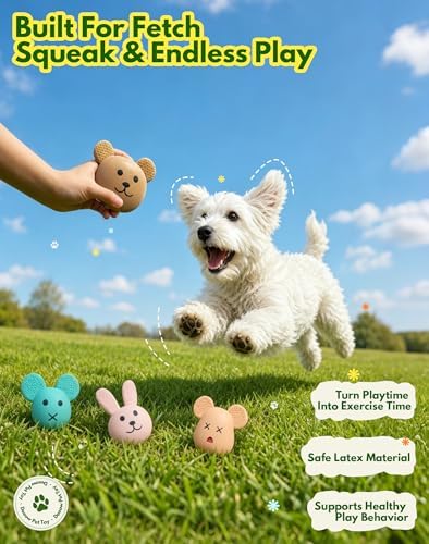 Soft Latex Squeaky Dog Toys for Enrichment, Puppy Chew Toy for Teething-4''
