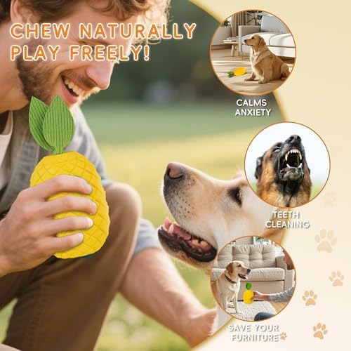 Pineapple Dog Toy for Aggressive Chewers, Tough Rubber