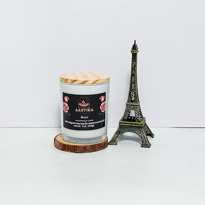 Aastika- Rose 100% Organic Soy Wax Candle – Scented Aromatherapy Jar Candle, 5 oz