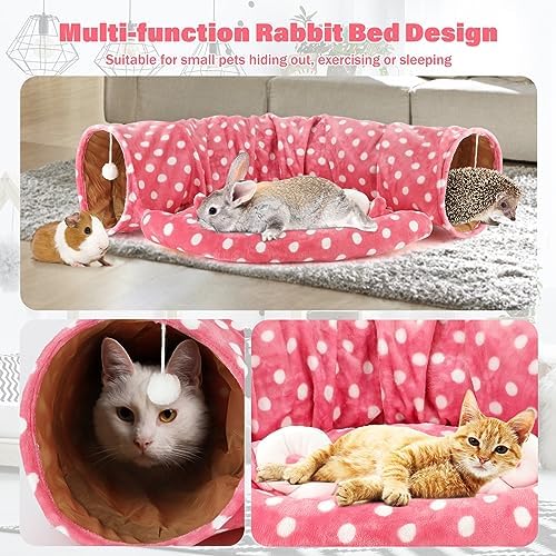 BWOGUE Bunny Tunnel Bed, 2-in-1 Collapsible Rabbit Tunnel Hideout with Mat