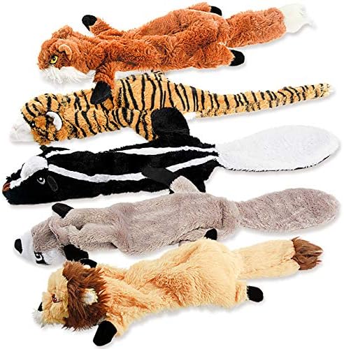 Dog Squeaky Chew Toys No Stuffing Soft Plush for Small Medium Large Breed | Best Birthday Gifts to Keep Them Busy Chewer Teething Chewing Fetch Interactive Squeakers Pet Supplies Bundle Tough Durable