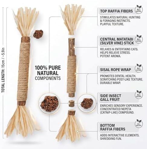Cat Toys 3PCS Mix Catnip Chew Rope Silvervine Stick for Indoor Cat